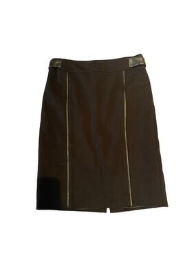 Dahlia Collection Black Lined Pencil Skirt - Leather Accents - Size 8